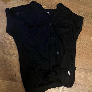 Women’s flannel black tie up button up